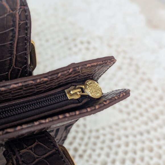 Vintage Fendi Zucca Canvas & Croc Embossed Leather Shoulder Bag - Picture 6 of 9